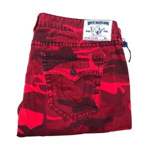 Vintage True Religion Jeans Size 46 Shorts CUT OFF Red Camo